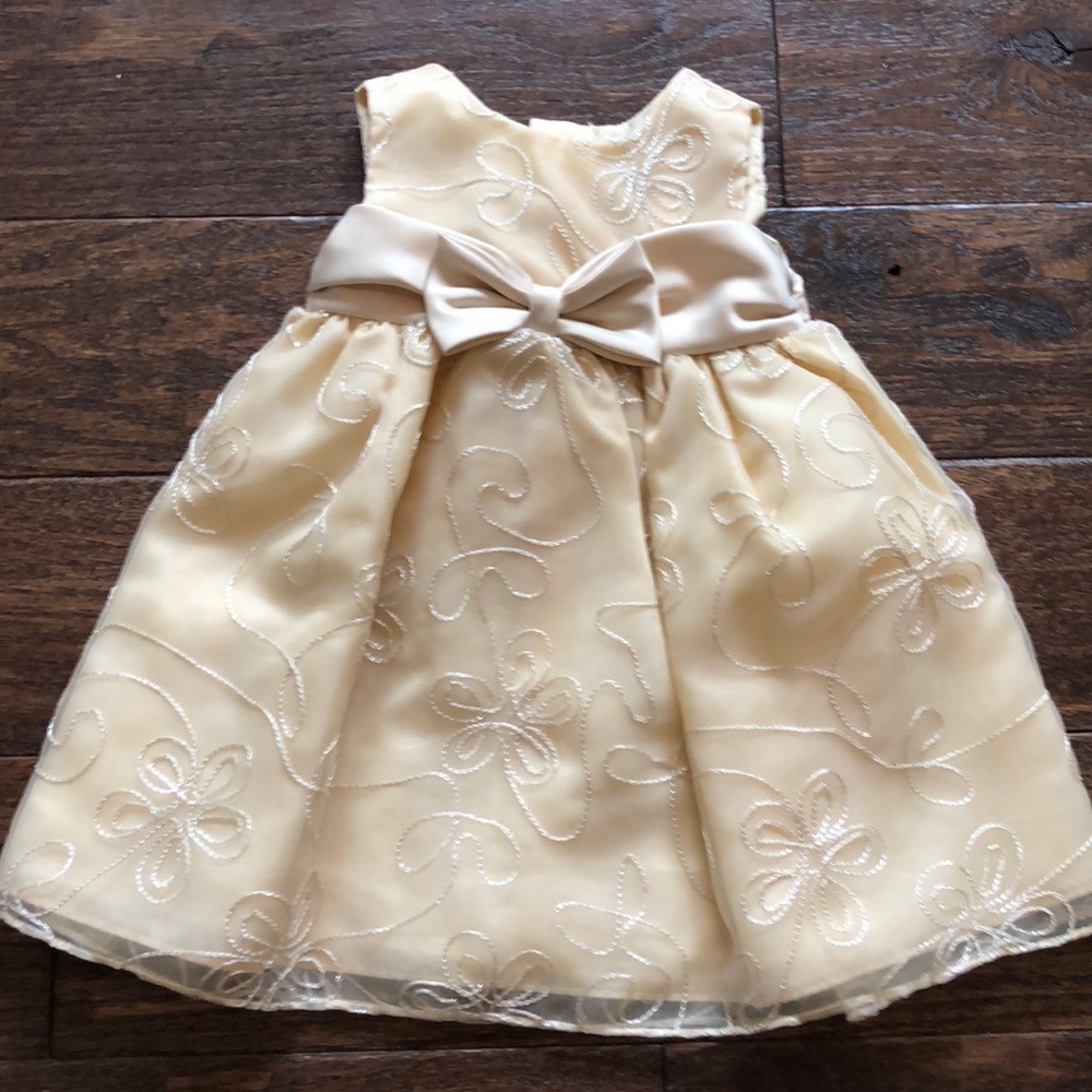 Formal Gold with Embroidery Baby Dress